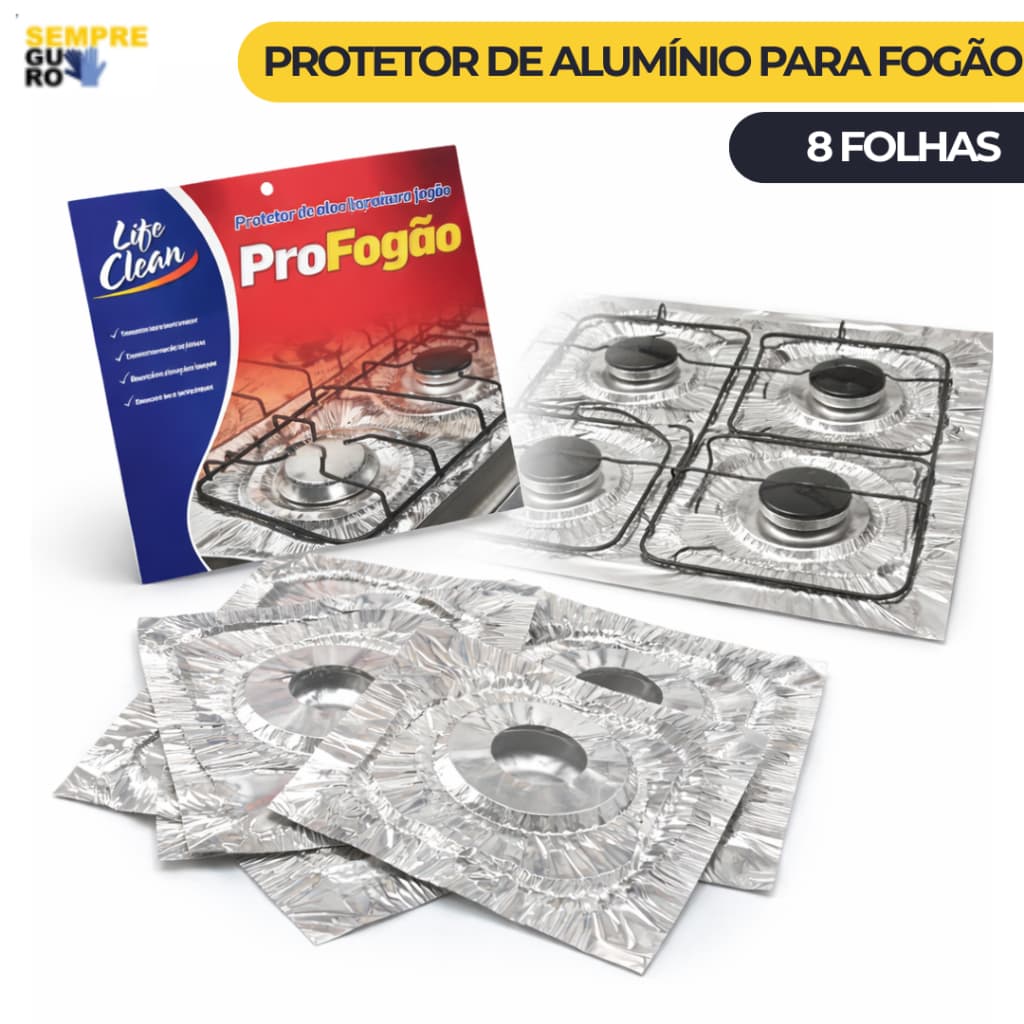 PROTETOR DE ALUMINIO PARA FOGÃO 8 FOLHAS LIFE CLEAN