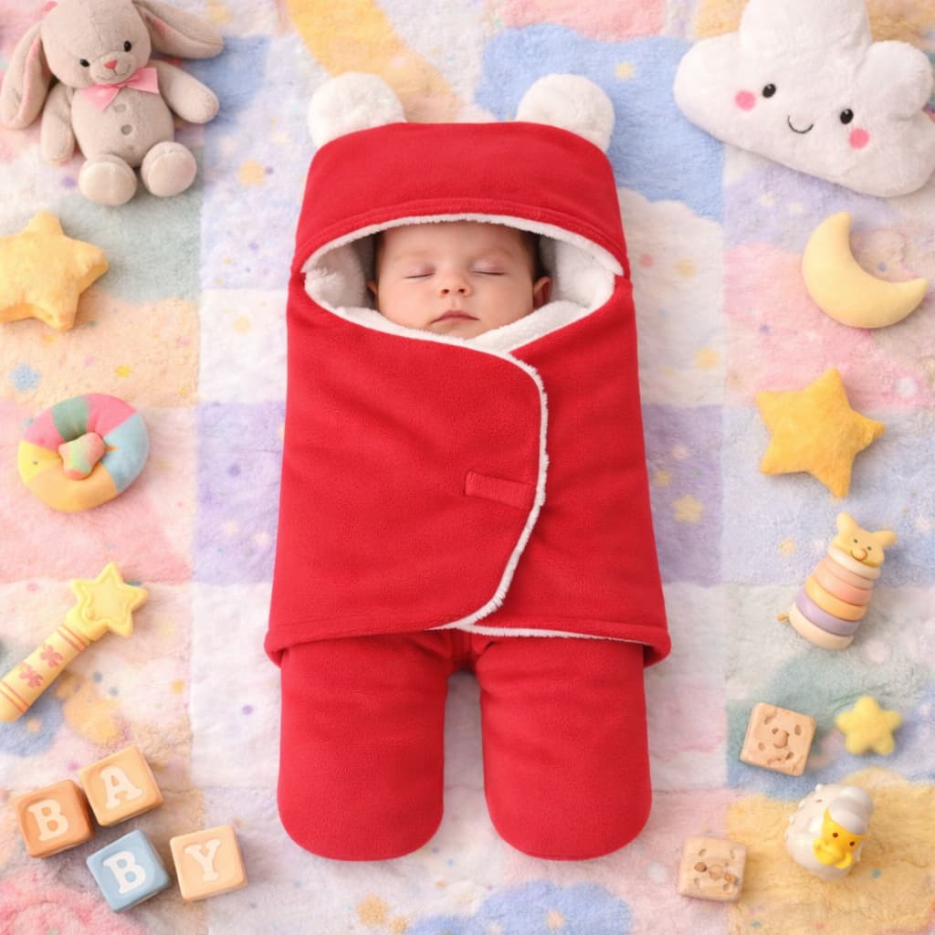 Saco de Dormir Soft Bebe Inverno Ursinho Forrado Sherpa Pele de Carneiro com Velcro e Orelhas