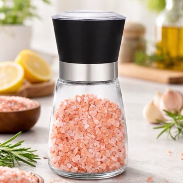 Moedor Manual Especiarias Inox Vidro Sal Rosa Himalaia Tempero Gourmet Cozinha Saleiro Pimenta