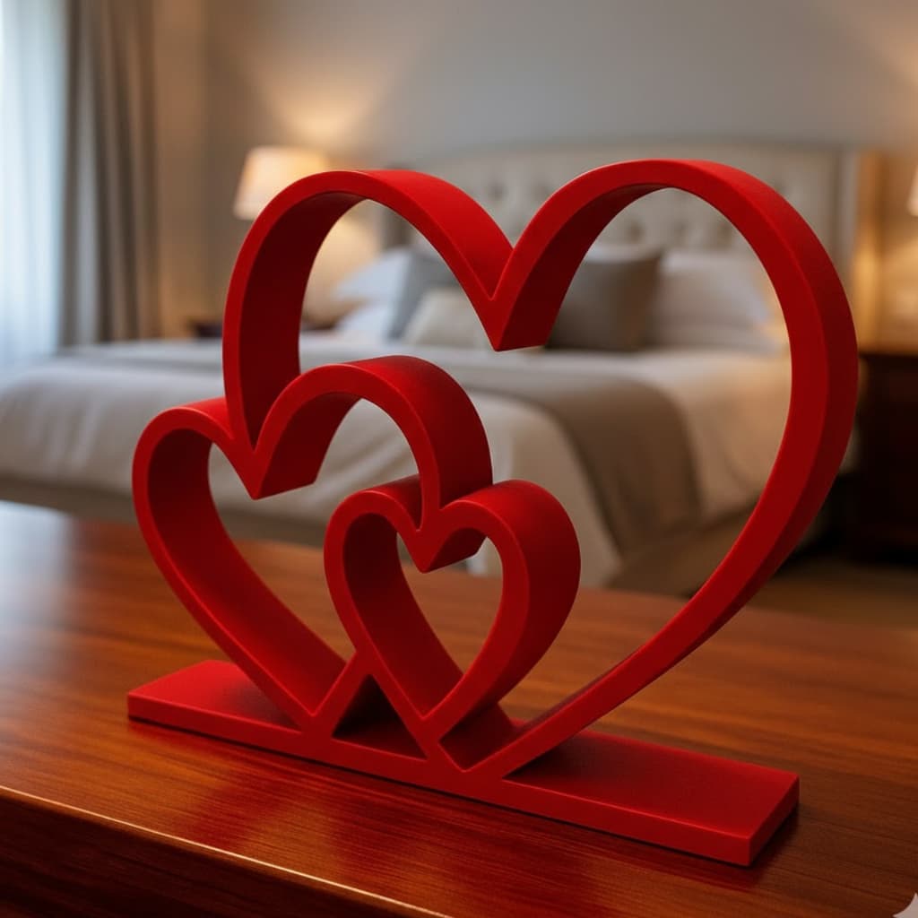 Trio Decorativo de Coração – Escultura moderna e minimalista para sala, quarto ou presente romântico