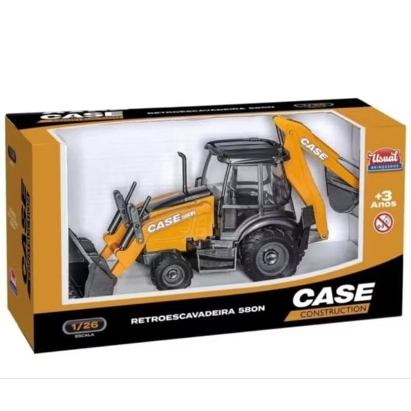 🚜 Trator Retroescavadeira Brinquedo Case – Construção