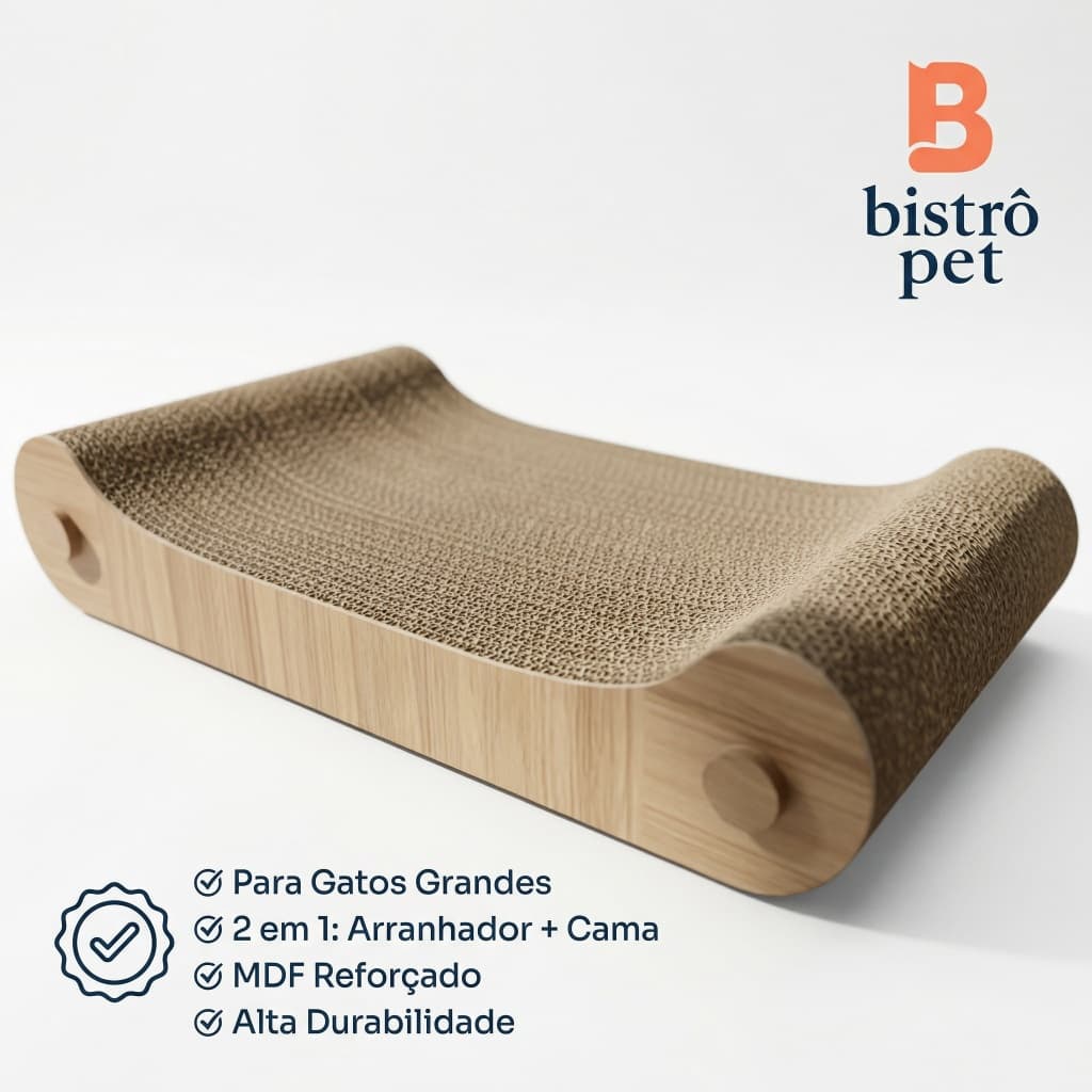 Arranhador Grande Para Gatos Com Cama 2 Em 1 Resistente MDF Reforçado Gatos Grandes Bistrô Pet Mili