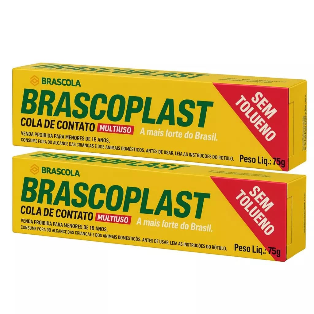 Até 2 Colas de Contato Brascoplast 75g Profissional - Sapateiro, Couro, Madeira e MDF (Resistente à Água) sem Toluol