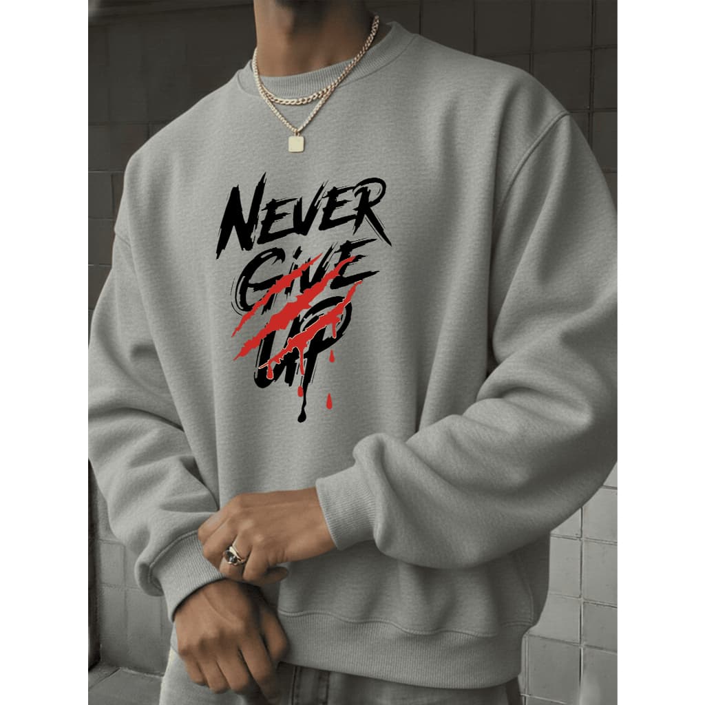 Blusa de Frio Moletom Masculino Quente Casaco Agasalho de Inverno Never Give Up