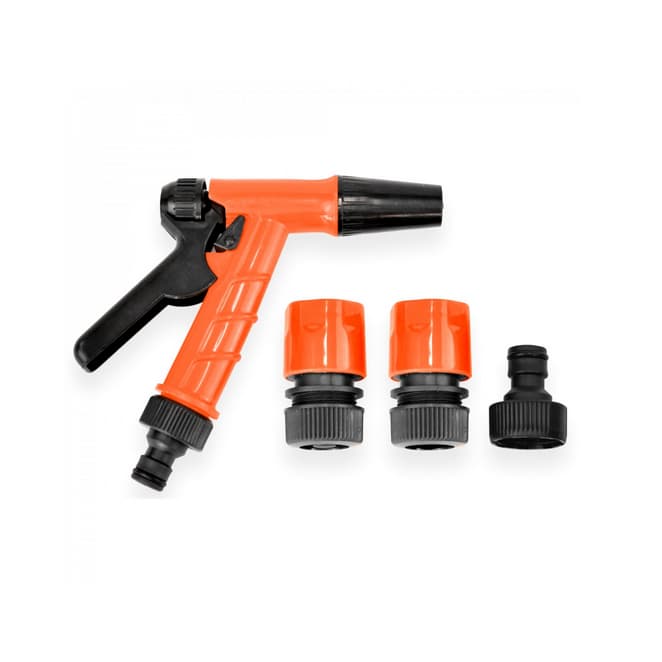 Kit Esguicho Pistola Plástica 4 Peças Ajax Mangueira Jardim 1/2 Engate Conector