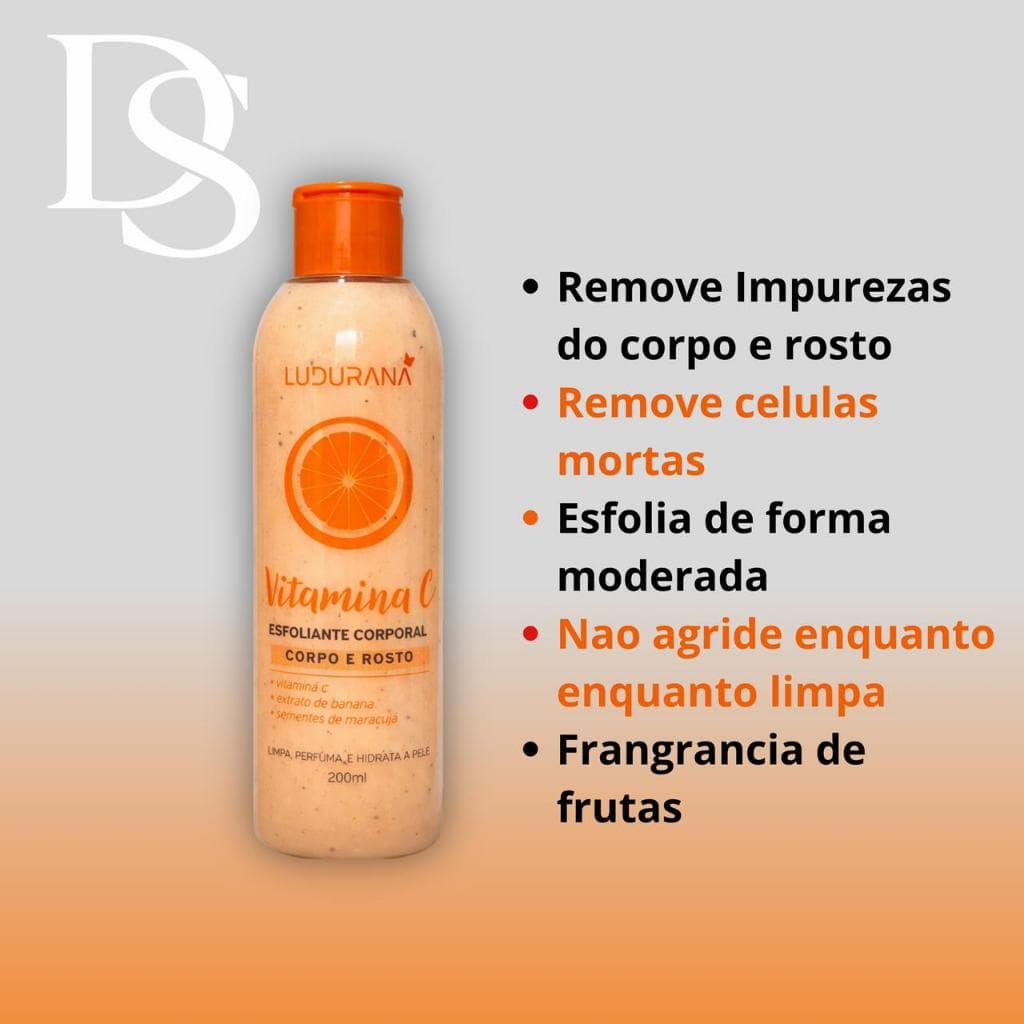 Esfoliante Corpo e Rosto  Vitamina C Uso Diario- Ludurana 200ml