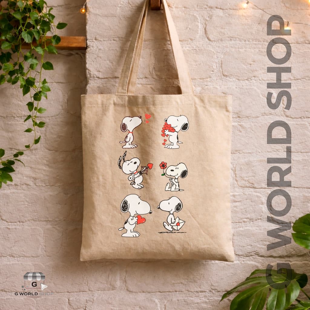 Bolsa Ecobag Sacola Ecológica Estampada Vários Snoopy Apaixonados Coração Love Linda Bolsa Feminina de Ótima Qualidade