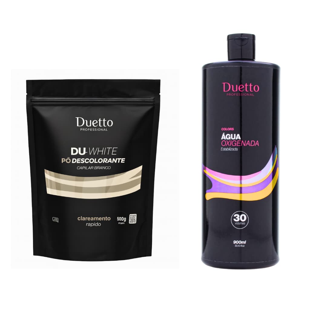 Kit Pó Descolorante e agua oxigenada 30V Duetto Professional