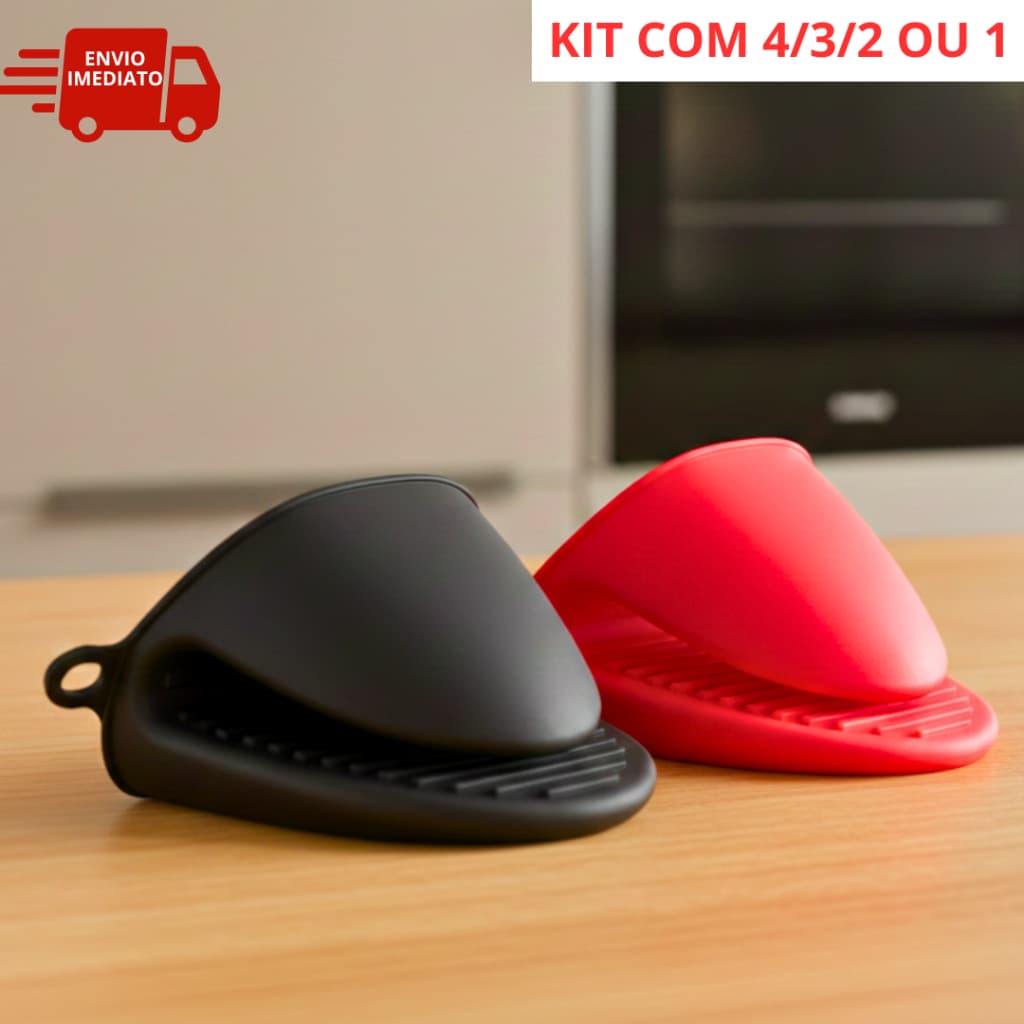 Luvas Bico de Pato Silicone 4/3/2/1 para Fogão Alça de Panela Quente Forno Air Fryer Kit Cozinha
