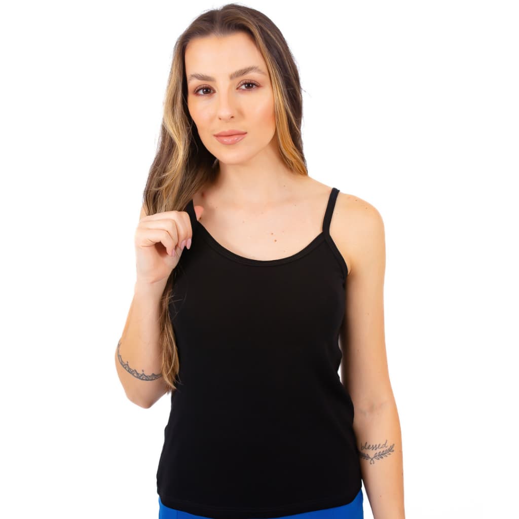 Blusa Regata Feminina Blusa Viscolycra Premium - Alça Larga, Não Marca Sutiã - Plus Size