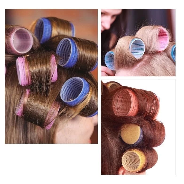 Kit 8 Bobs Grandes Cabelo Velcro Modeladores +8  Prendedores,DIY Styling Tool tamanho unico 6.3x4 CM