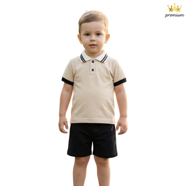 Conjunto polo Look Bebê Masculino Praia Piscina Fresco Respirável Leve Verão-2026 Lançamento