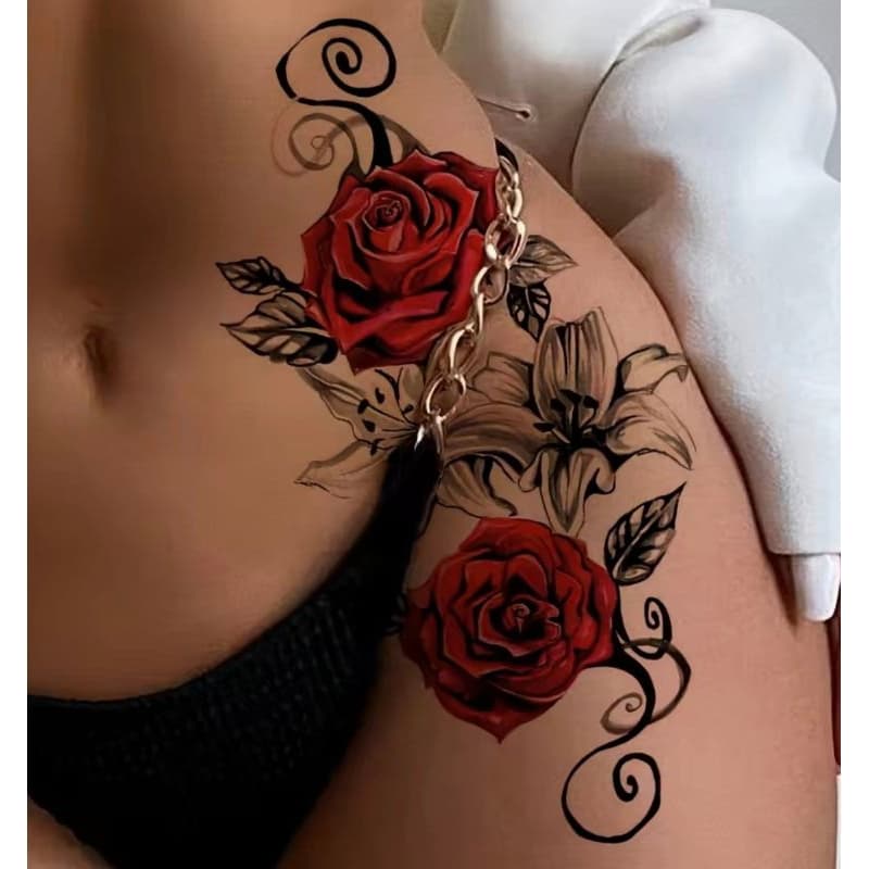 Tatuagem Temporária Kit 3 Tatoo Fake + 1 Piercing Falso De Nariz Realista Resistente A Água Feminino 3D Variadas Bonita