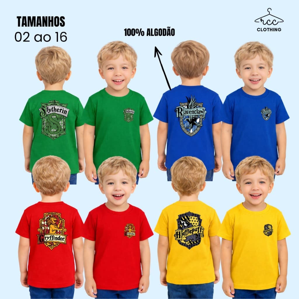Camiseta Harry Poter Potter Fantasia Infantil Personagens Meninos Naruto Homem Aranha Marvel Thor