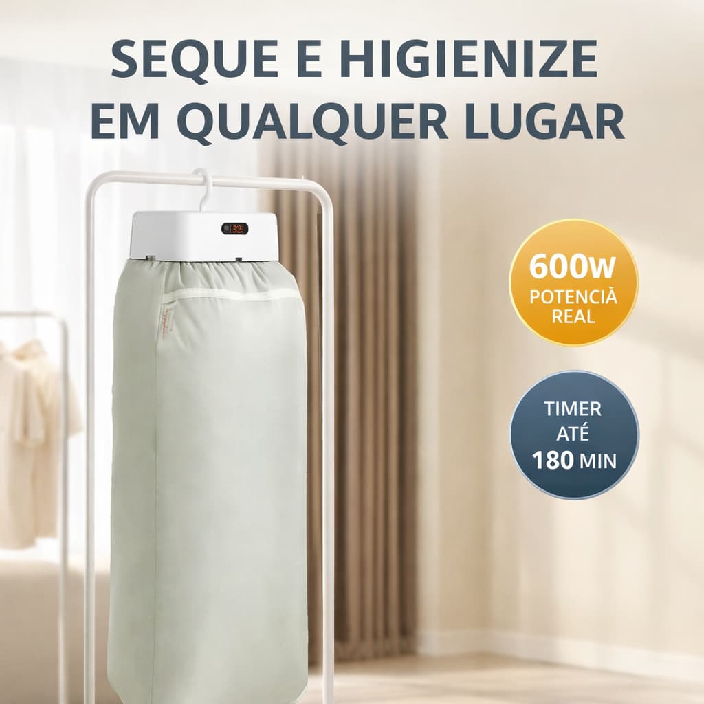 Secador de Roupas Portátil 600W 10KG Secagem Rápida Compacto 110V 220V