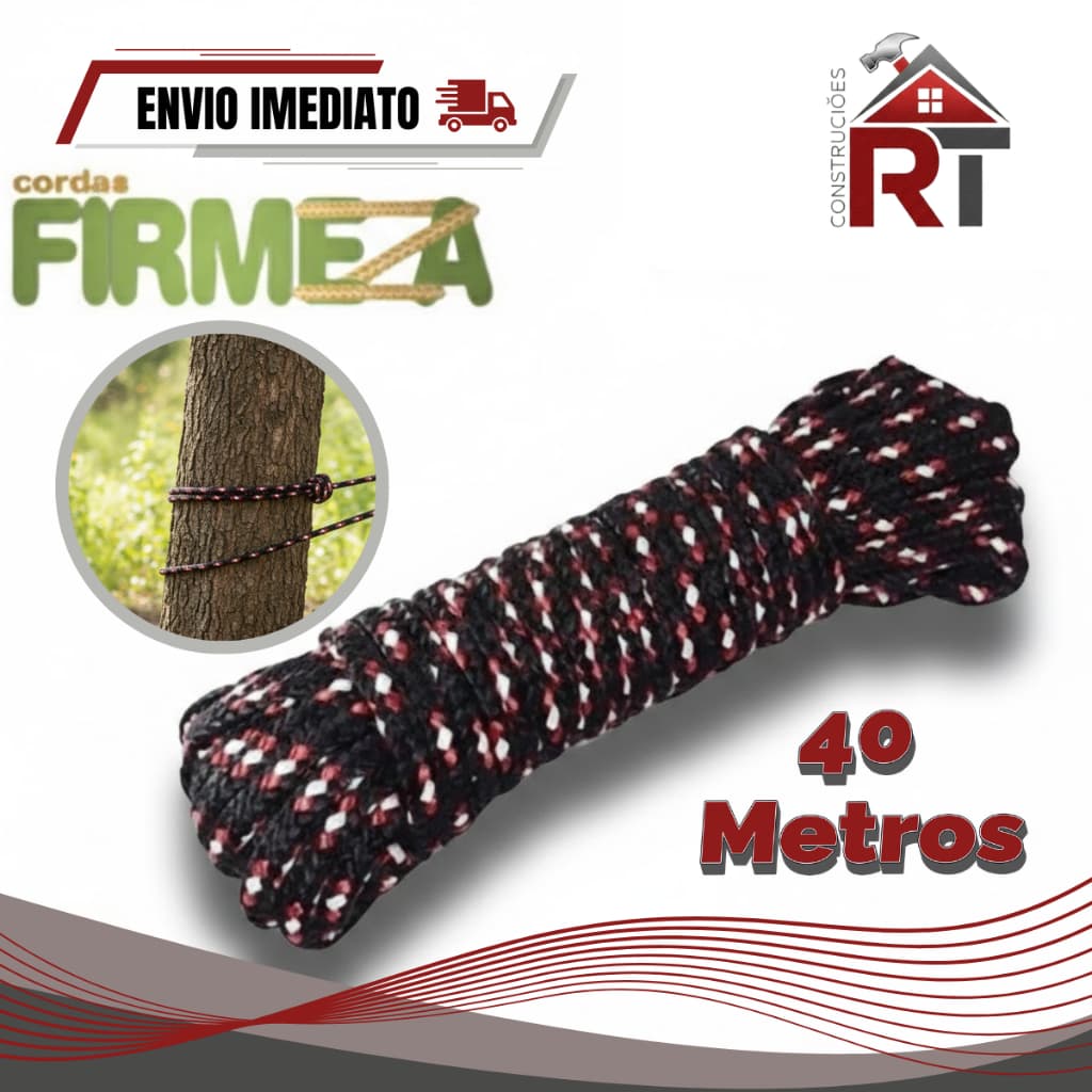 40 Metros Corda para Carga de Caminhão Balanço Uso Geral Cobertura Pintura Construção - 8mm Firmeza