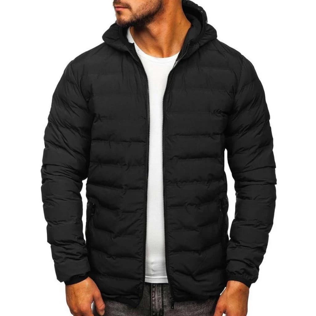 Blusa de frio com capuz simples, bobojaco acolchoado, moletom térmico ziper