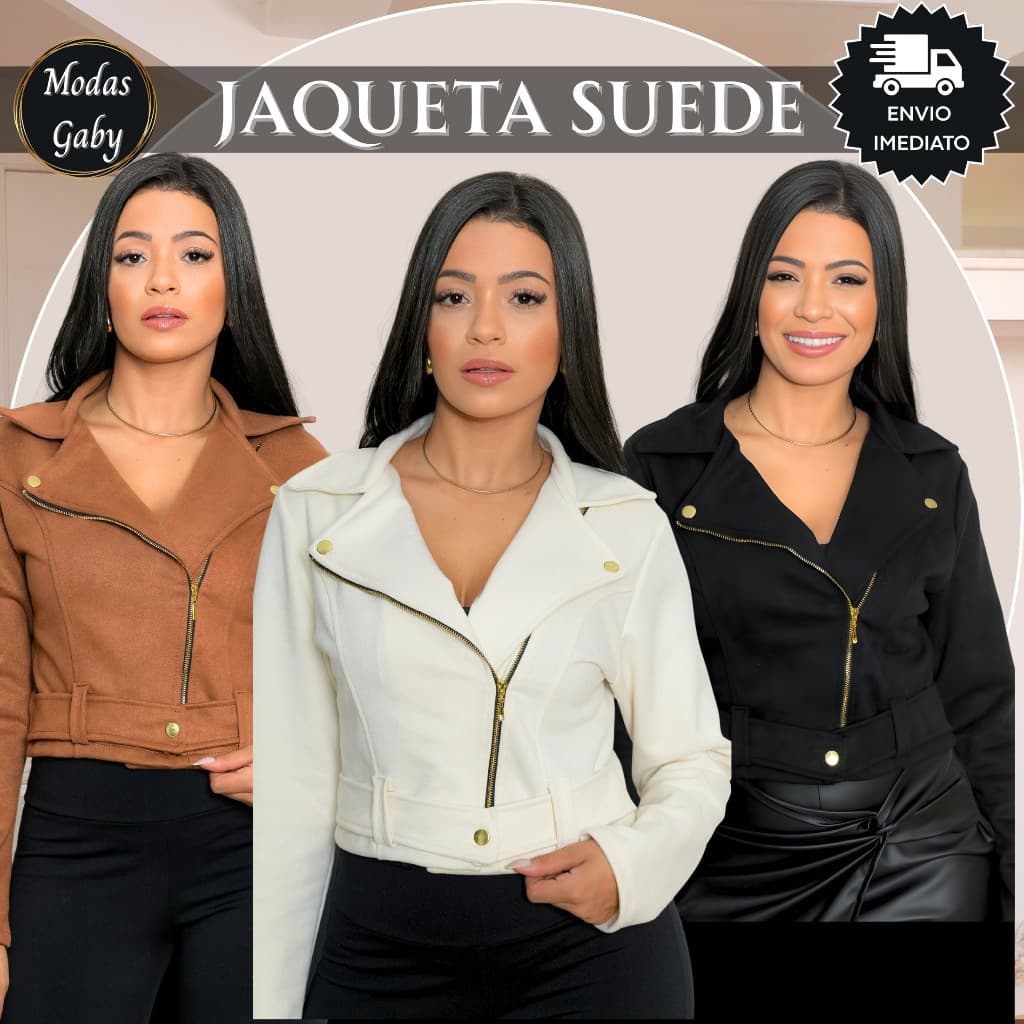 Jaqueta Feminino Suede Premium com Cinto - Ziper e Botões Dourados