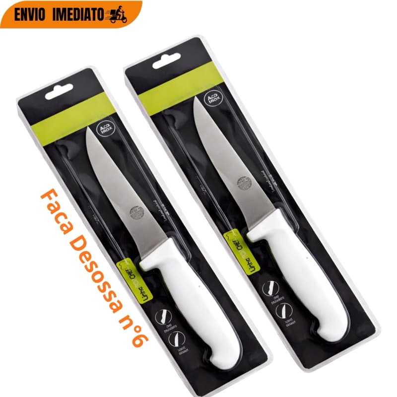 Facas para Desossar Profissional Nº6  2 Ou 1 Unidade Premium  Lâmina em Aço Inox e Cabo Ergonômico