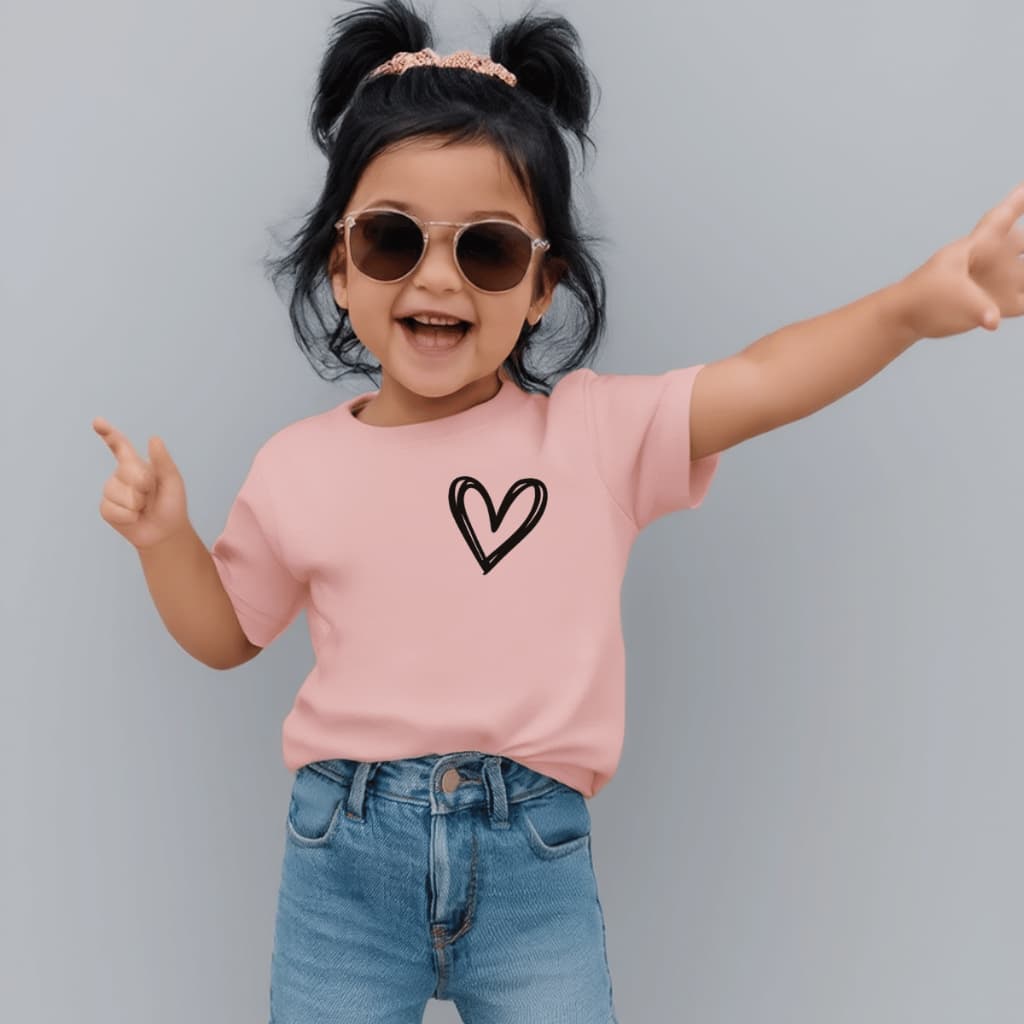 Camiseta Infantil Estampada Criança 100% Básica Manga Curta Unissex Masculina e Feminino Básica Coração