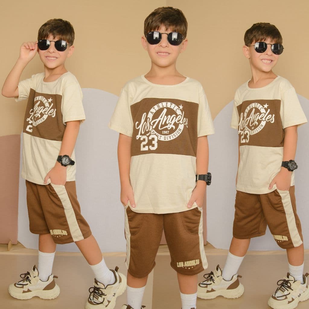 Roupa Infantil De Menino Lançamento Kit 2 Peças Camisa e Bermuda Veste Do 2 ao 12 anos