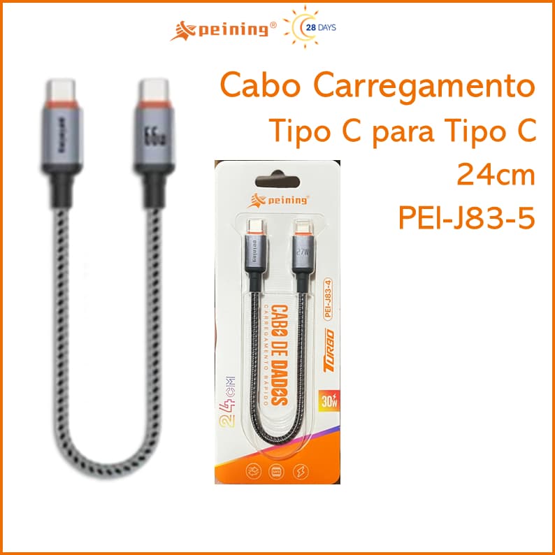 Cabo Carregamento 24cm Tipo C para Tipo C PEINING PEI-J83-5