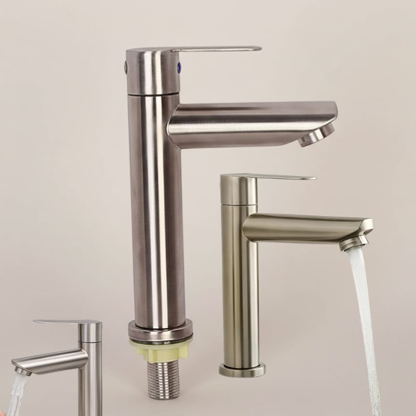Torneira Mesa Retro Acabamento Inox Escovado Design Vintage Alta Durabilidade