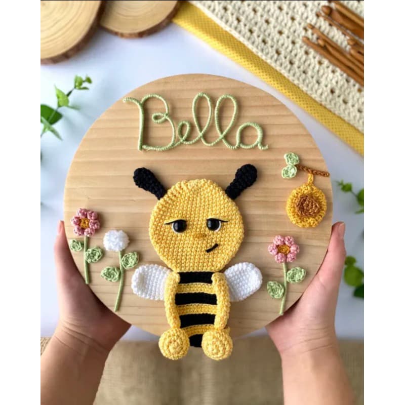 Plaquinha Porta Maternidade amigurumi crochê enfeite bebê