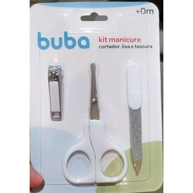 Kit higiêne para cortar unha do Bebê - Buba- Kit  manicure 3 Peças: Tesoura, Cortador de unha e Lixa