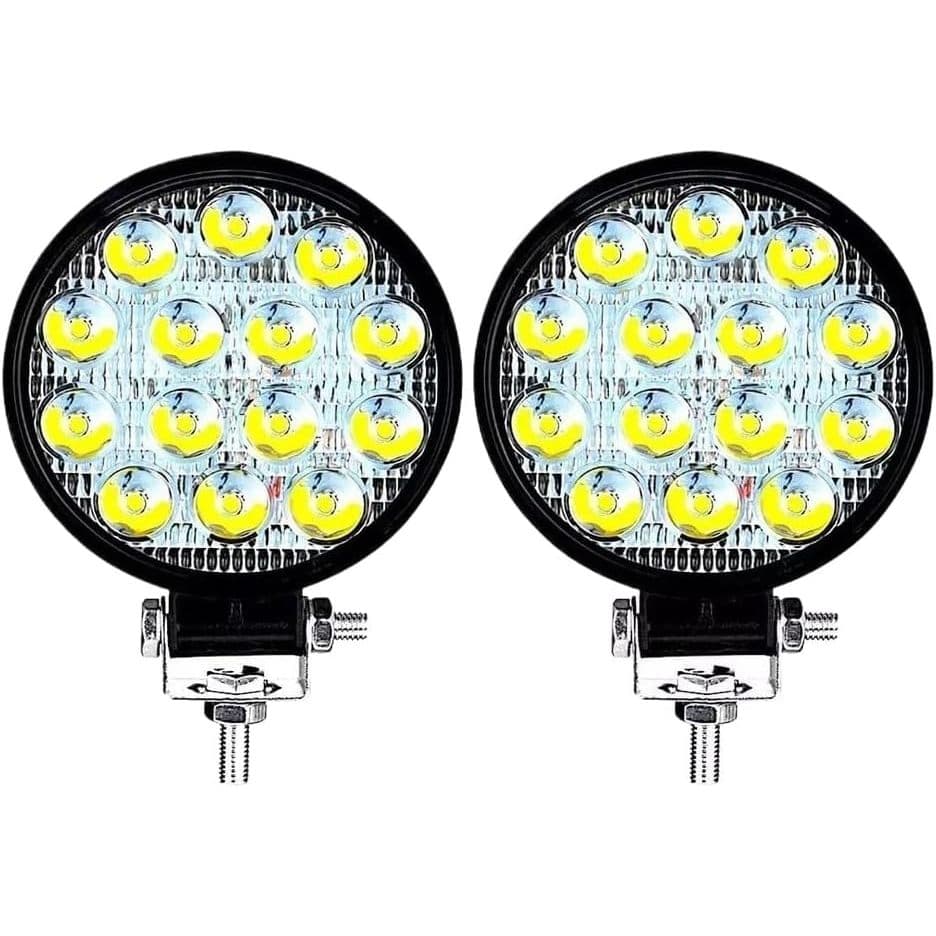 Kit Par Farol Milha Redondo 42w 12v 24v Universal 6000K