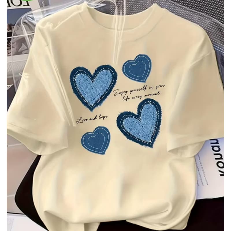 Camisa Camiseta Feminina BLUE CORAÇÃO Super Lançamento Confortável Estilosa 100% Algodão