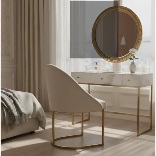 Cadeira Poltrona Sala, Recepção, Quarto, Salão , Escritório , Penteadeira -Moderna Base Metal Luxo Lua Suede Bege