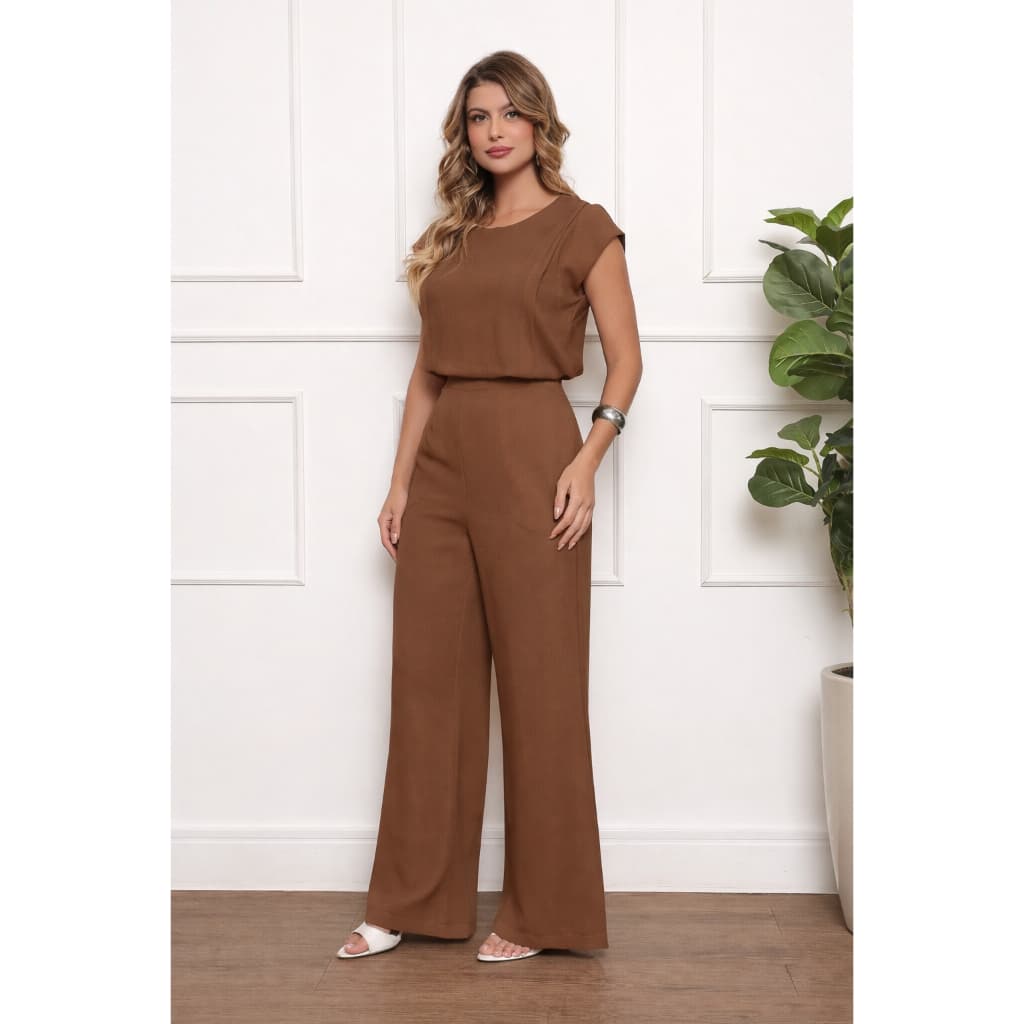 MACACÃO FEMININO ELEGANTE LONGO TECIDO DUNAS PANTALONA  LEVE - MACACÕES FEMININOS ROMANTICO COM FORRO