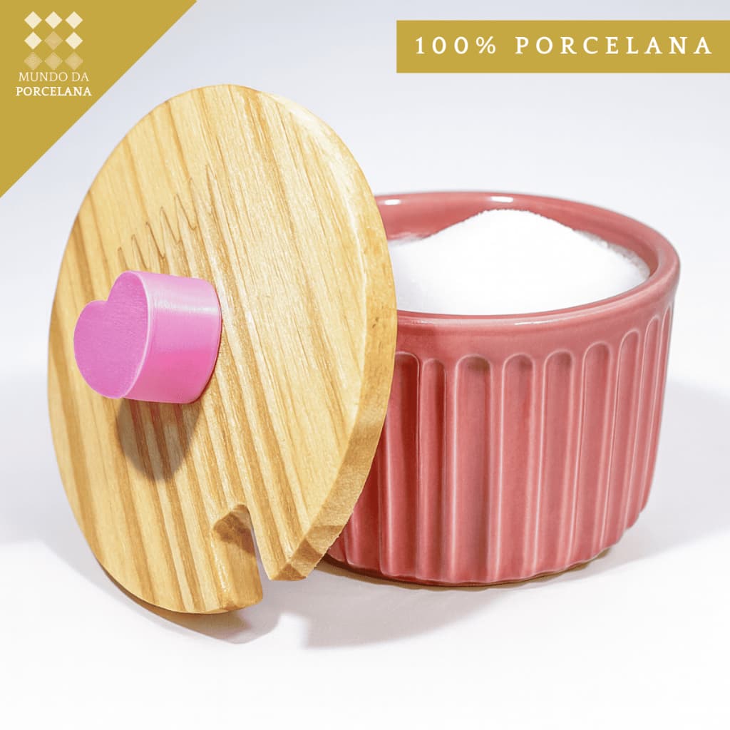 Açucareiro Porcelana Porta Açúcar Temperos Cantinho do Café com Coração Mesa Posta