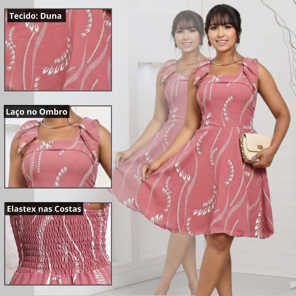 Vestido Estampado Floral Elegante| Tecido Duna 100%Poliéster| Disponível em M e G |  Variadas  Cores