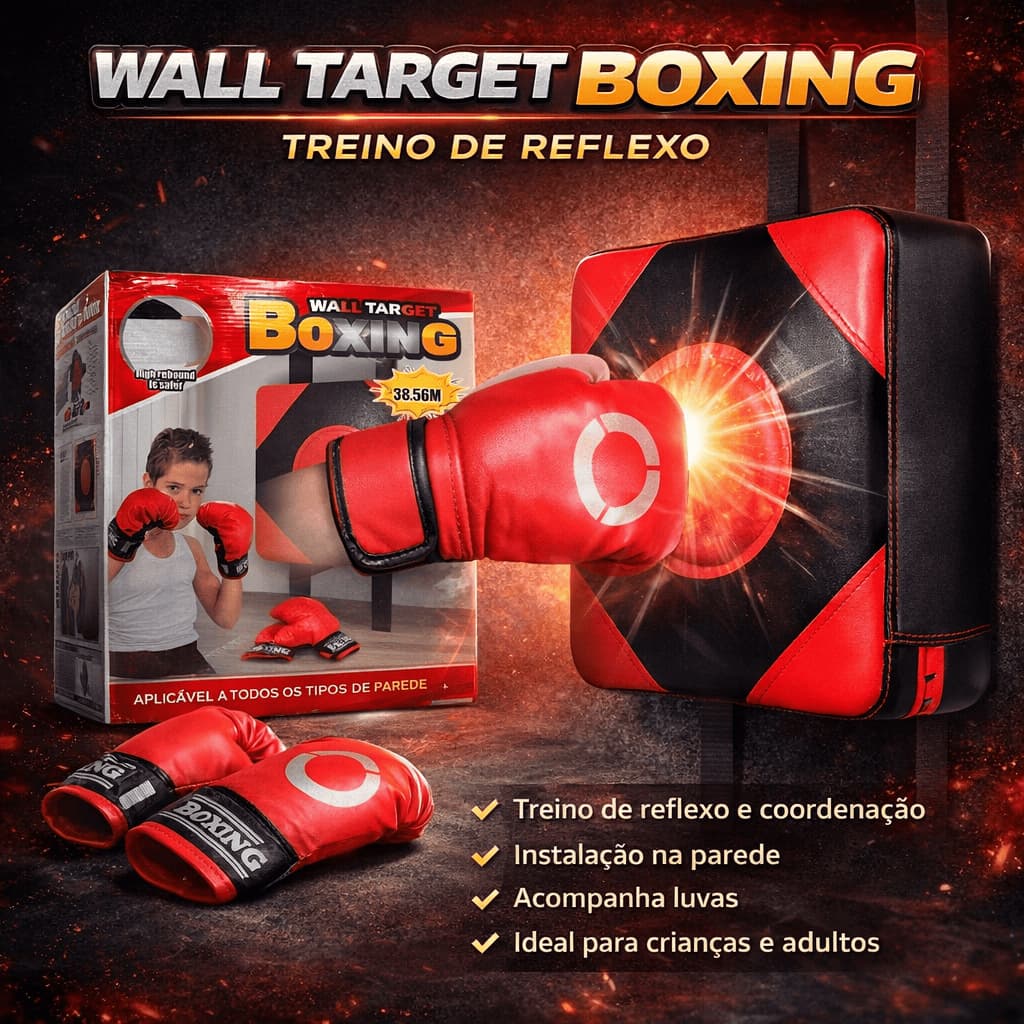 Alvo de Parede para Boxe Infantil e Adulto com Luvas e Suporte de Fixação