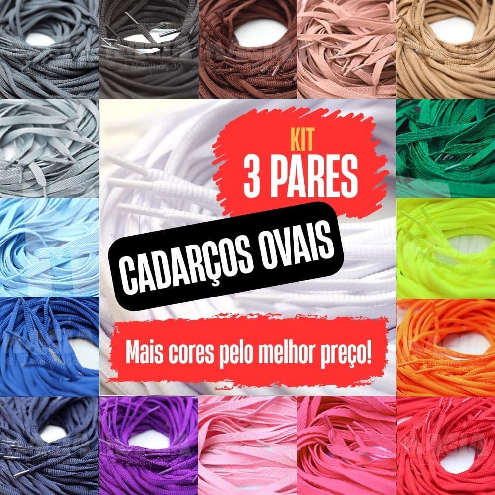 Kit Cadarço Oval para Tênis - 3 Pares