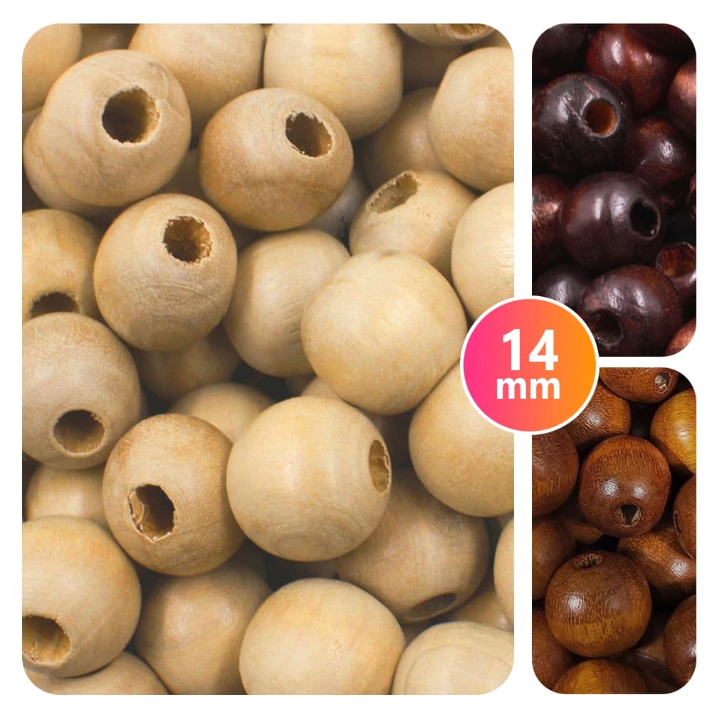 Miçanga/Bola Em Madeira 14mm - Escolha entre 100g, 200g ou 500g