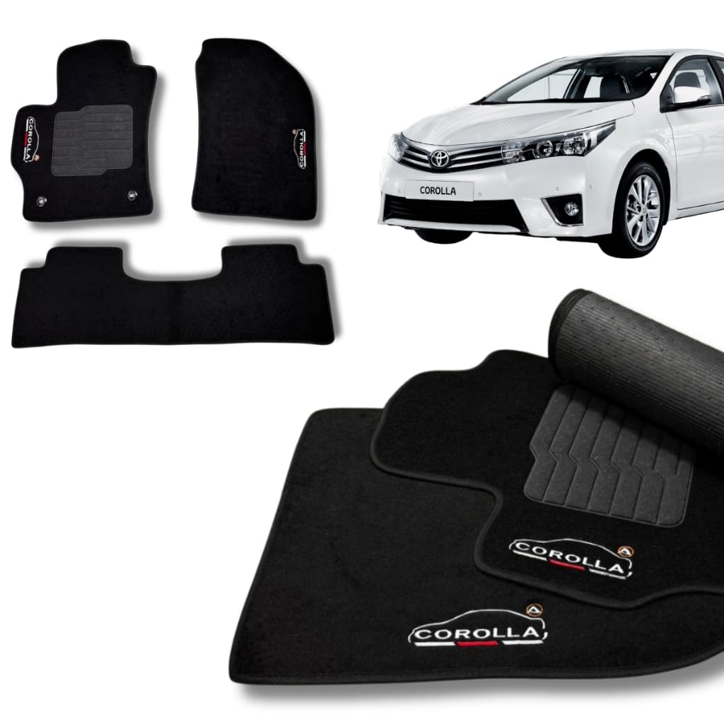 Jogo Tapete Premium Carpete Toyota Corolla Personalizado Preto