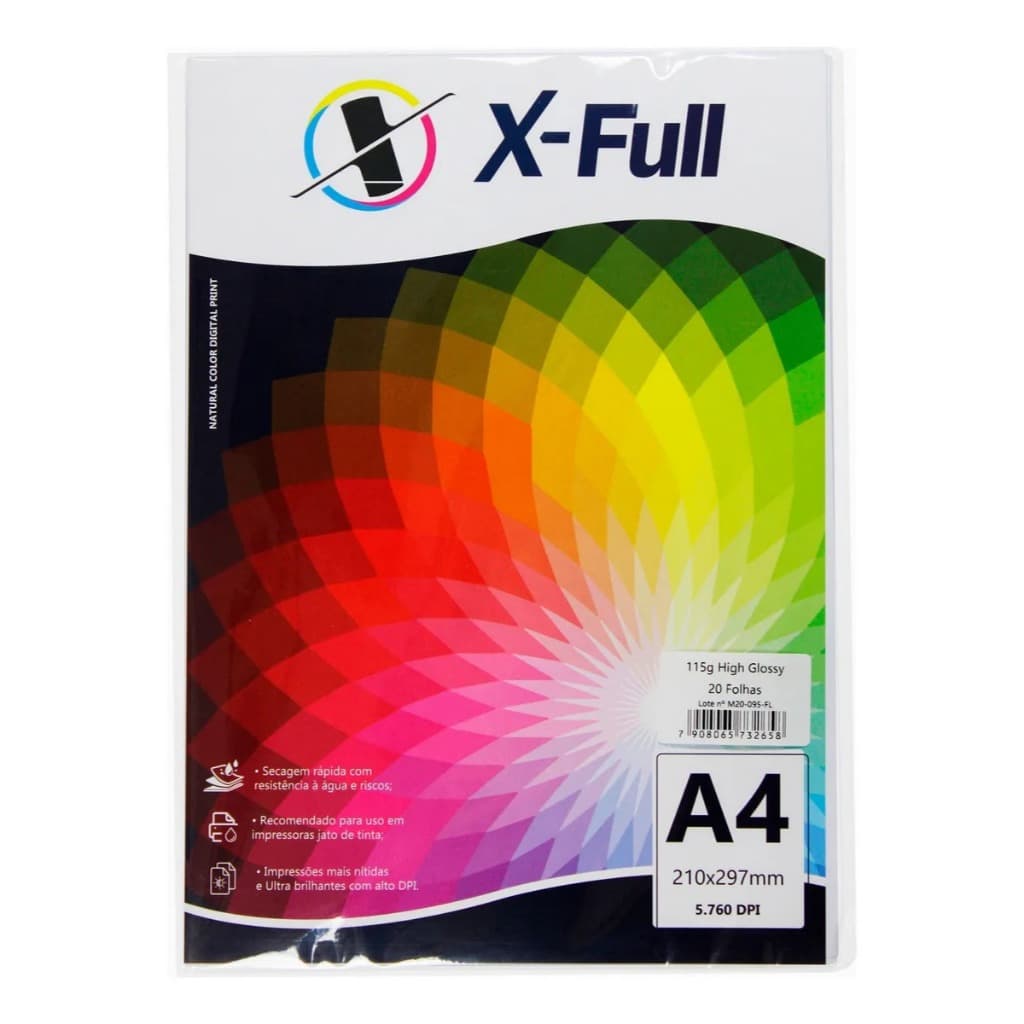 Papel Foto X-FULL 115g High Glossy A4 50 Folhas - Impressões Profissionais, Alta Resolução!