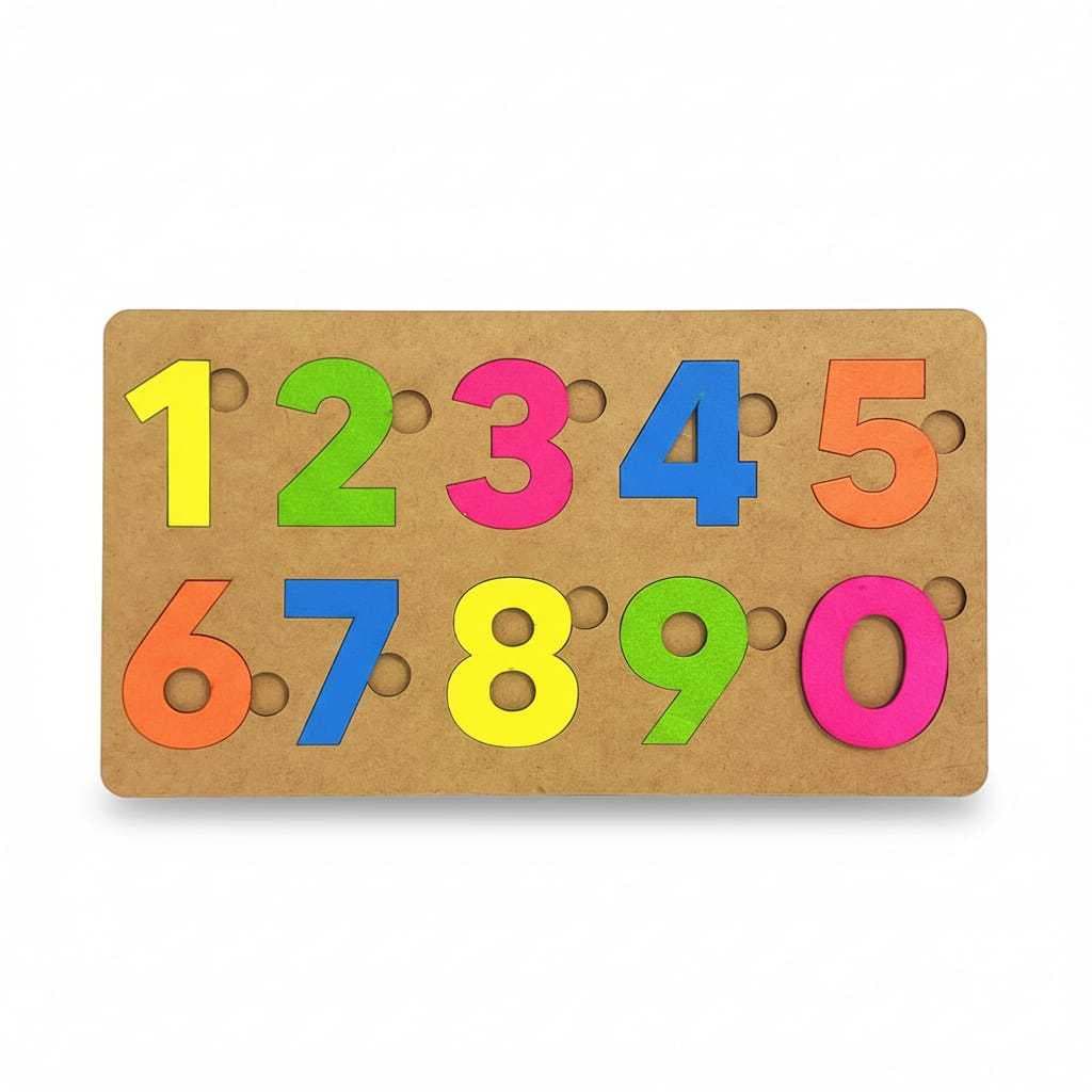 Brinquedo Pedagógico Educativo Números Quebra Cabeça Mdf Neon Alfabetização Infantil Contagem
