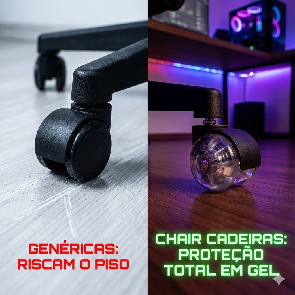 Rodas Rodizios Gel Para Cadeira Gamer Premium Universal 11mm Silencioso Anti Risco