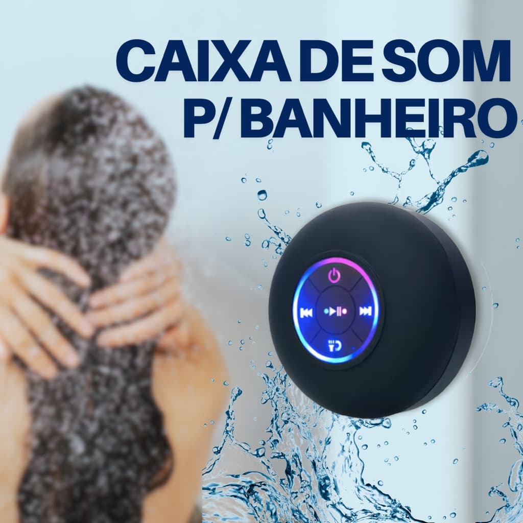 Caixa de Som Alto-falante Bluetooth Sem Fio LED Ventosa Portátil À Prova D'Água Estéreo Banheiro