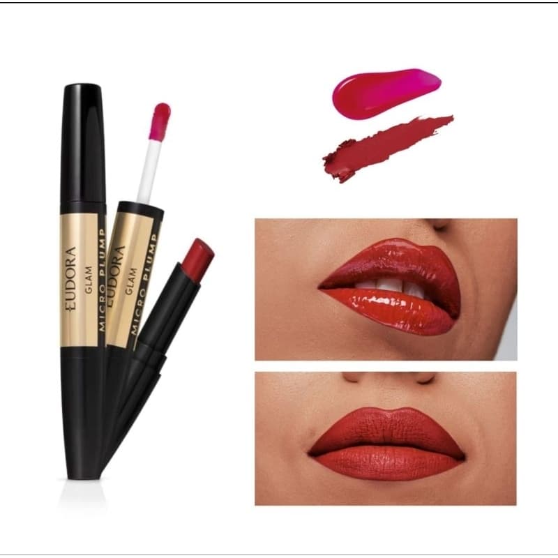 ORIGINAL Vermelho Único Micro Plump Duo Gloss Batom Stick Eudora Glam