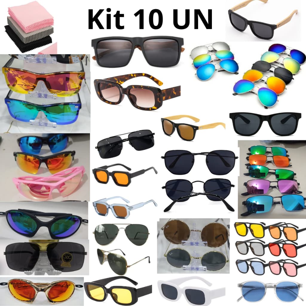 Kit 30/20/10 Óculos de Sol Unissex Atacado – Vários Modelos, Tendência 2026 para Revenda