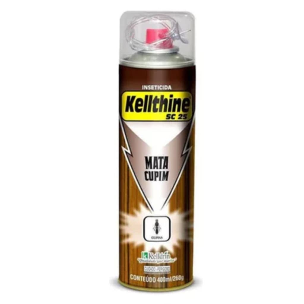 Mata Cupim Kellthine Aerosol Sc 25 400ml c/1 2 3 4 5 Unidades Kelldrin - Envio Imediato