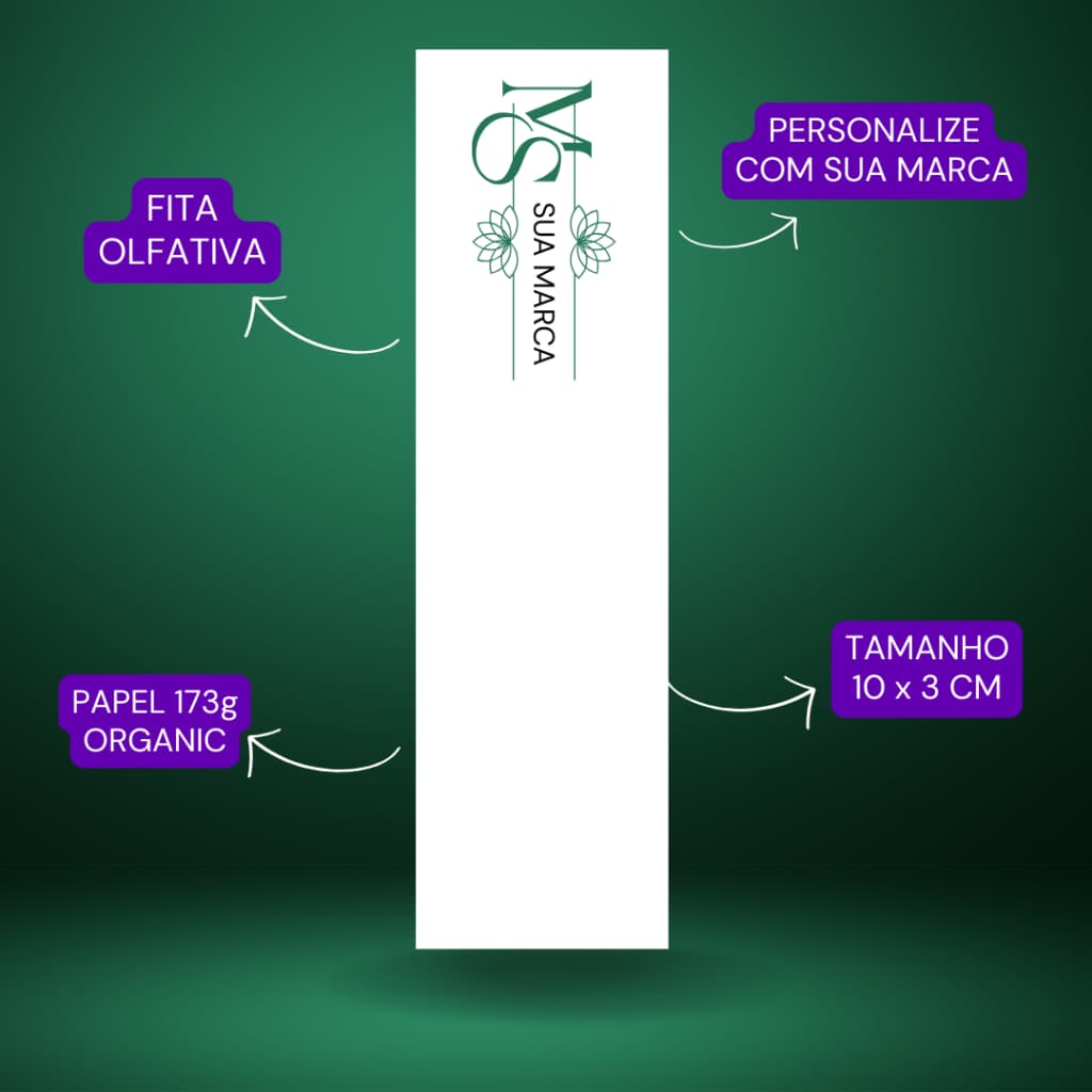 Fitas Olfativas Personalizadas 10x3cm Papel 173g, Tiras de papel para Teste de Perfumes, 1000, 2000, 3000, 6000 unidades