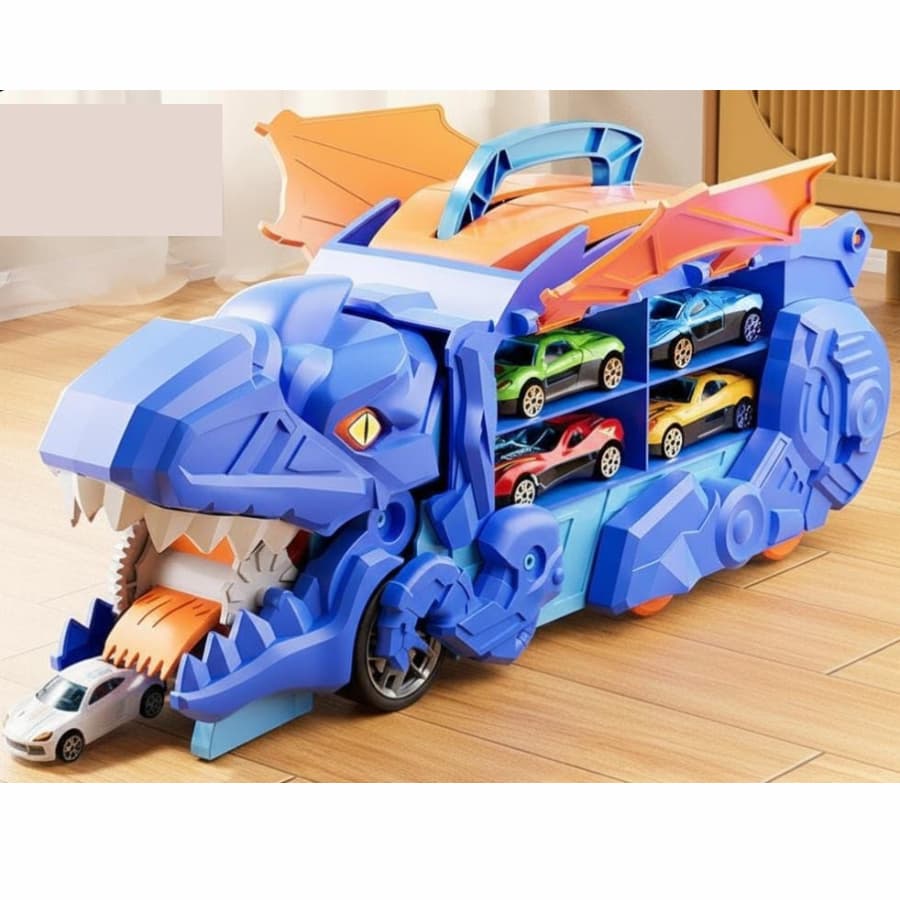 Caminhão Transporte Dinossauro T-Rex Ultimate Cegonha Pista Carrinhos Maleta