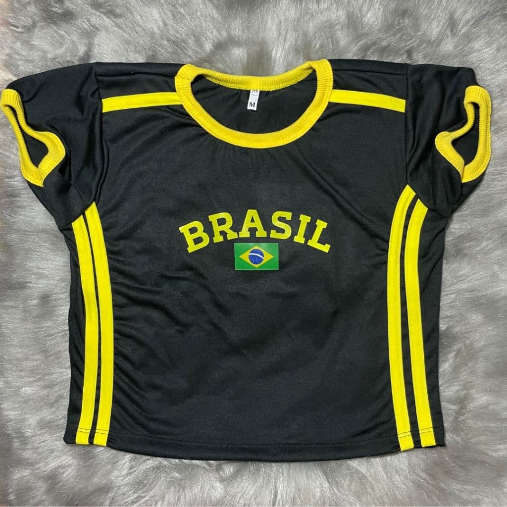 Cropped Brasil Feminino em Malha PV com Estampa DTF – Conforto e Estilo Esportivo