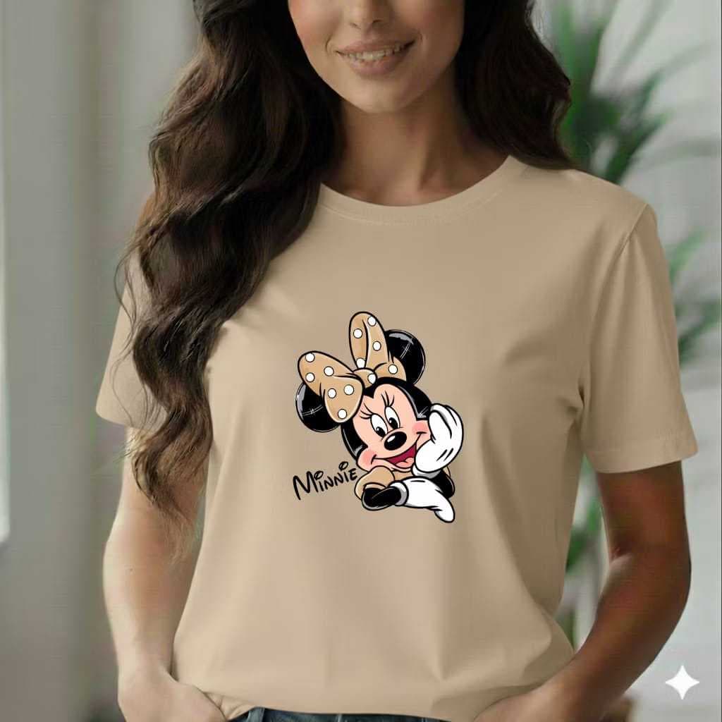 Camiseta Feminina Personagens Blusa Feminina Camiseta Feminina Estampada Minnie 100% Algodão